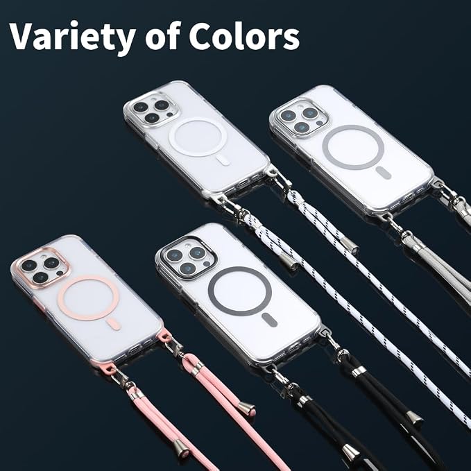 for iPhone 14 Pro Case with 62.99 inch Lanyard, Classic Clear&White Magnetic - Image 7