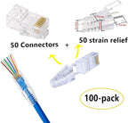 PETECHTOOL RJ45 CAT6 Pass Through Connectors Gold Plated 8P8C Plugs and Strain - Image 4