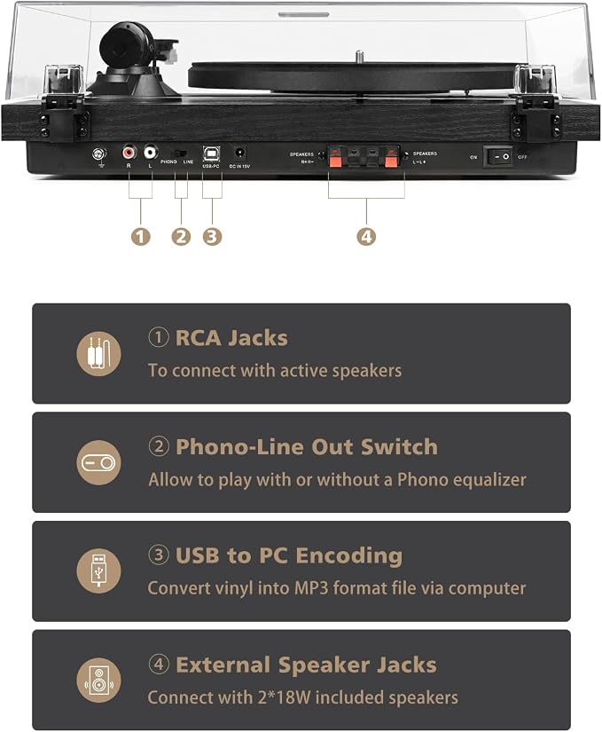 Record Player Vinyl Bluetooth Turntable - Image 4