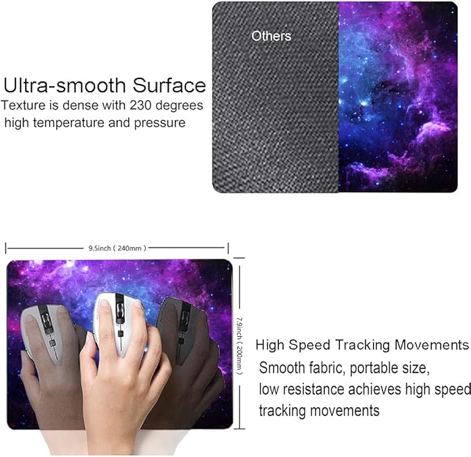 Mouse Pad, Galaxy Mouse Pad, Cute Square Waterproof Mouse Mat Non-Slip Rubber - Image 3