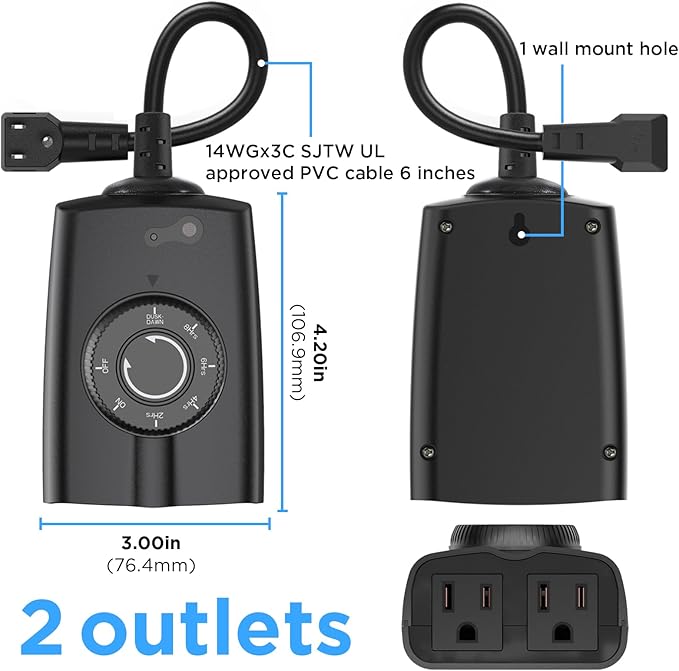 G-ELEK Outdoor Timer Outlet Waterproof, 24 Hour Outdoor Light Timer, Timers - Image 6