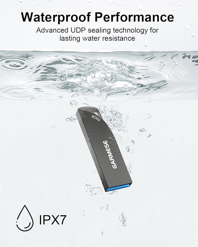 64GB USB 3.0 Flash Drive, Waterproof Metal USB Memory Stick, Slim Thumb Drive - Image 2