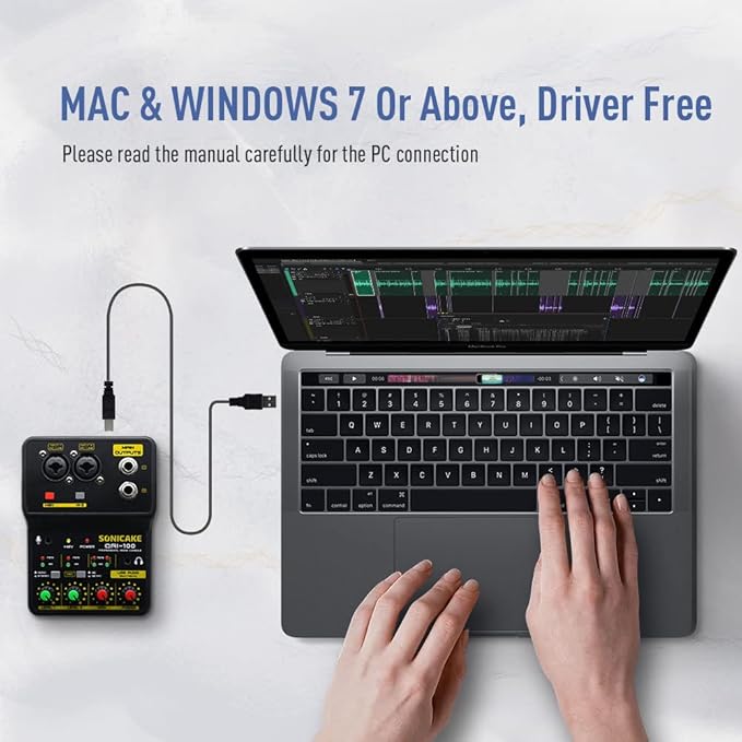 SONICAKE Audio Mixer, Portable USB Mini Sound Board Console, 2 Channel - Image 6