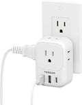USB Wall Charger, TESSAN Wall Plug Adapter Outlet Extender, 3 Charger Block by TESSAN