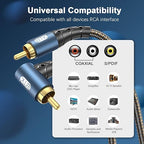 EMK RCA Subwoofer Cable 90 Degree RCA to RCA Audio Cable 24K Gold-Plated Nylon - Image 2