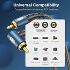 EMK RCA Subwoofer Cable 90 Degree RCA to RCA Audio Cable 24K Gold-Plated Nylon - Image 2
