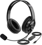 MKJ USB Headset with Noise Canceling Microphone, Crystal Clear Sound Office by MKJ