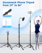 86" Tripod for iPhone, Stable & Tall Phone Tripod - Image 4