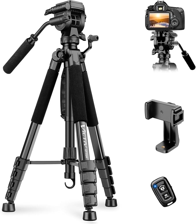 Camera Tripod, 75” Heavy Duty Tripod by Victiv