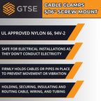 GTSE Black Nylon Plastic Cable Clamps, 5/16" Screw Mounts - Image 6