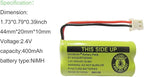 2.4V 400mAh Cordless Home Phone Battery Compatible - Image 2