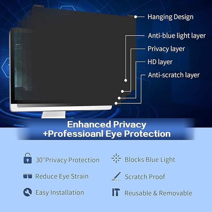 Computer Privacy Screen Filter 27 Inch, 9H Hardness Hanging Computer Screen - Image 5