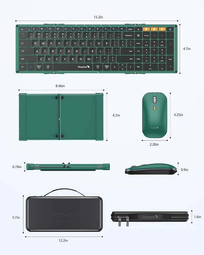 ProtoArc Foldable Keyboard and Mouse, XKM01 True Full-Size Folding Wireless - Image 9