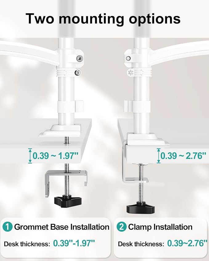 Dual Monitor Stand for Desk, Taller Monitor Arms for 2 Screens up to 32 inch - Image 8