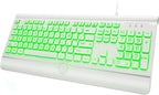 Large Print Backlit Computer Keyboard, USB Full Size Wired Keyboards by KOPJIPPOM