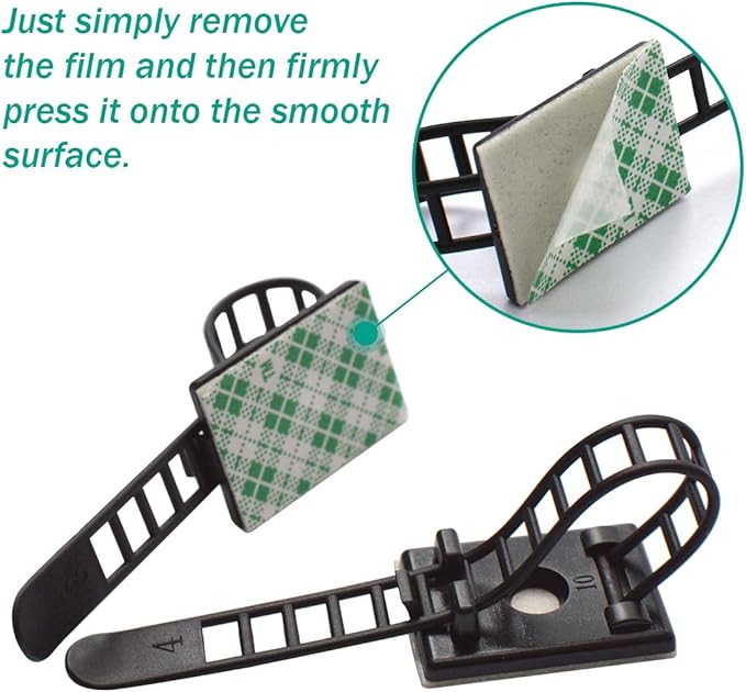 25 Pieces Desk Wire Organizer Cable Ties Zip Ties Adhesive Cord Clips Cable - Image 5