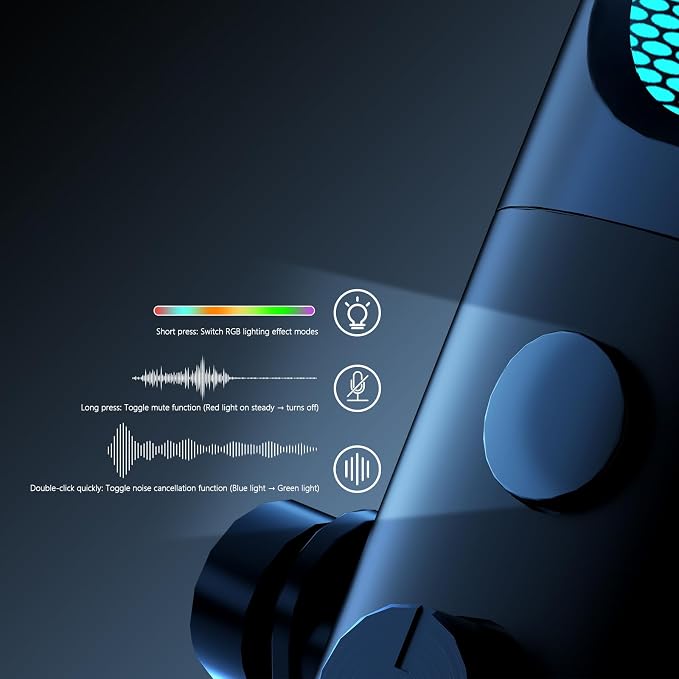 PUPGSIS Gaming Microphone for PC, Noise Cancellation Condenser Mic - Image 5