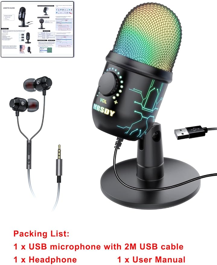 USB Microphone for PC, RGB Computer Microphone - Image 9