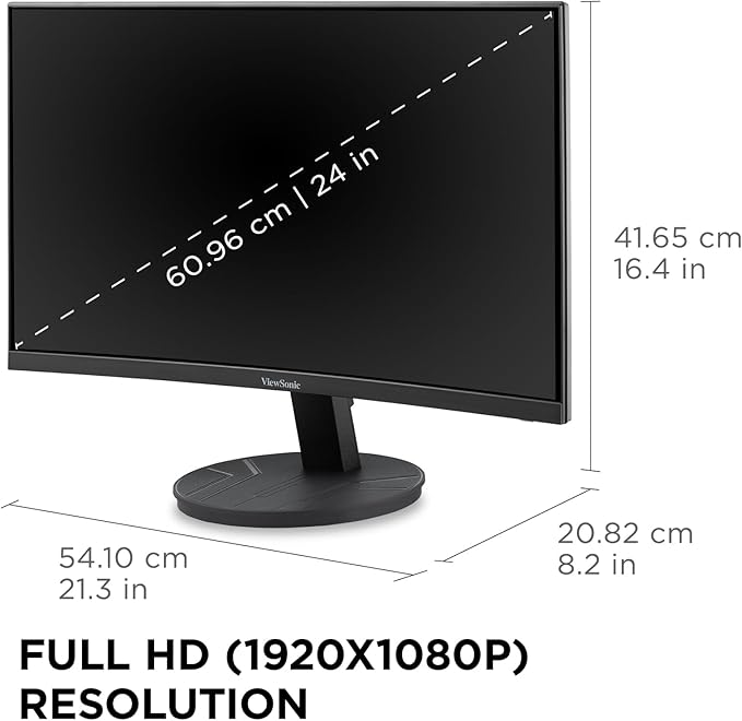 ViewSonic VA2416C 24 Inch Full HD 1080p Frameless Curved Monitor - Image 6