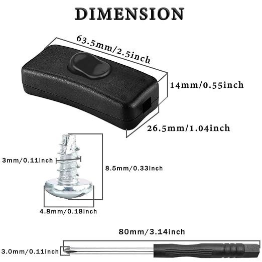 6PCS Inline Cord Switch AC 250V 2A Appliance Switch Replacement Button Control - Image 7