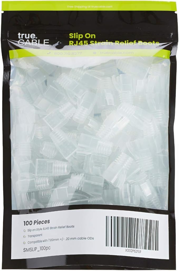 trueCABLE RJ45 Strain Relief Boots, 7.0mm Slip-On PVC Plug Cover, Transparent - Image 2