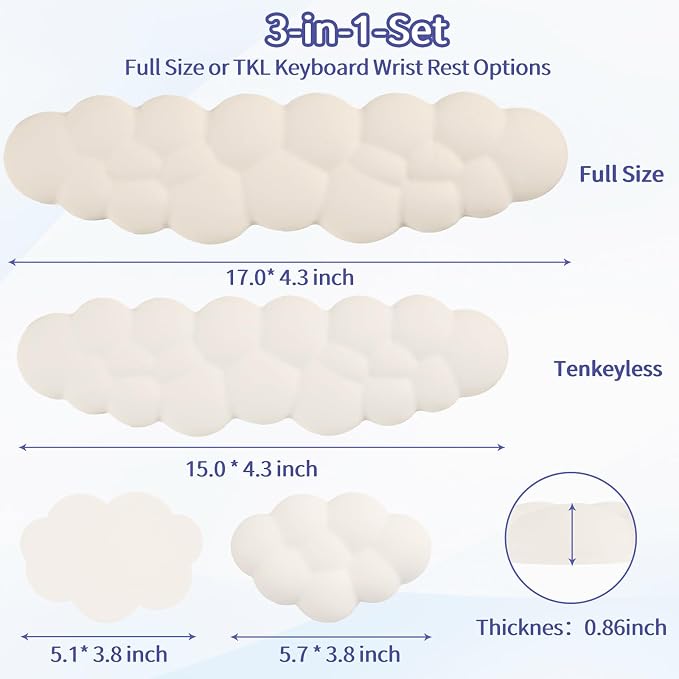 Cloud Wrist Rest Keyboard, Cloud Keyboard Wrist Pad Set - Image 6