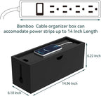 Bamboo Cable Management Box, Large Cord Organizer Box Cable Box to Hide Wires & - Image 3