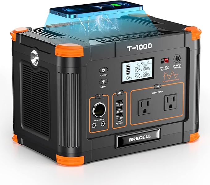 Portable Power Station 1000W, GRECELL 999Wh Solar Generator by GRECELLPOWERSTATION