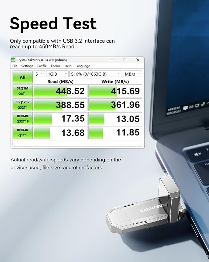 512GB USB C Flash Drive Up to 450MB/s Read Speed, External SSD USB 3.2 Gen 1 - Image 4