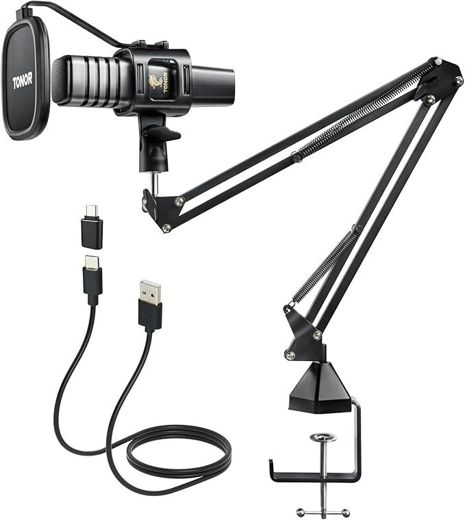TONOR USB Microphone Kit, PC Podcast Recording Cardioid Condenser Computer Mic by TONOR