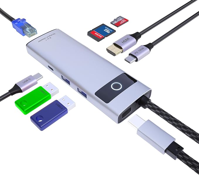 KAGO USB C to Ethernet HDMI Adapter, 8 in 1 Docking Station Hub, USB-A 2.0/3.0 by KAGO