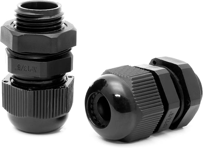 20 Pcs 3/8" NPT Nylon Cable Glands, IP68 Waterproof Adjustable Cord Grip Cable - Image 5