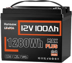 12V 100Ah LiFePO4 Lithium Battery MAX PLUS, 15000+ Deep Cycle Battery, Built-in by HumsiENK