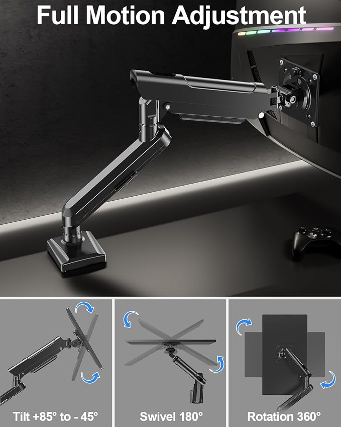 Single Monitor Mount Arm, Fits 13-32 Inch, Holds 4.4-22lbs, Full Motion - Image 5