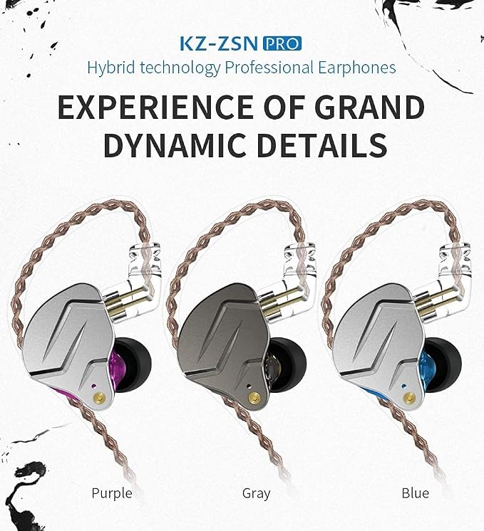 KZ ZSN Pro Dual Drivers 1BA 1DD in Ear Earphones HiFi Power Bass Earbuds - Image 3