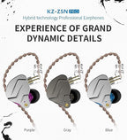 KZ ZSN Pro Dual Drivers 1BA 1DD in Ear Earphones HiFi Power Bass Earbuds - Image 3