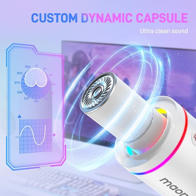 MAONO XLR/USB Dynamic Microphone, RGB Gaming Mic - Image 2