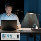 Smart Desk Lamp with Dual USB Charging & 2 AC Outlets, Digital Clock, - Image 4