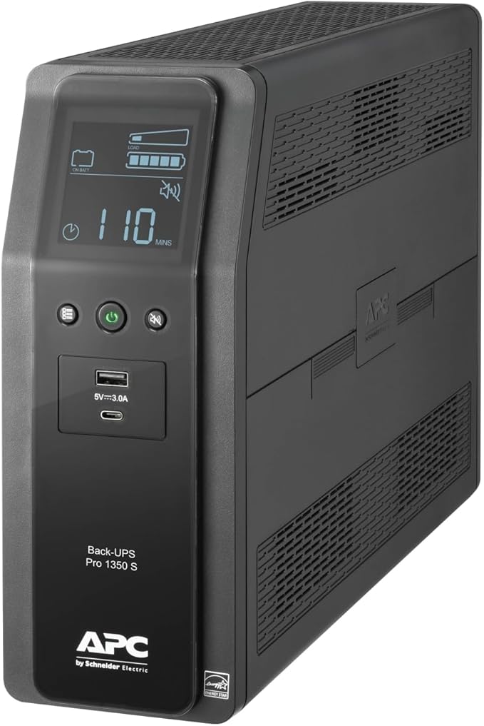 APC UPS Back-UPS Pro 1350VA Sinewave UPS, 810W Battery Backup & Surge Protector by APCbySchneider-Electric