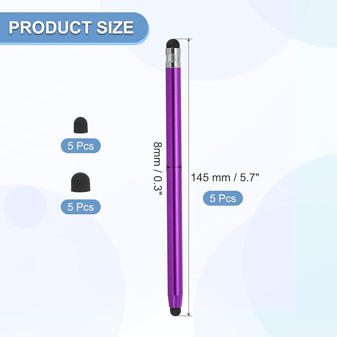 PATIKIL 5 Pcs Stylus Pens for Touch Screens, 2 in 1 High Sensitivity Universal - Image 2