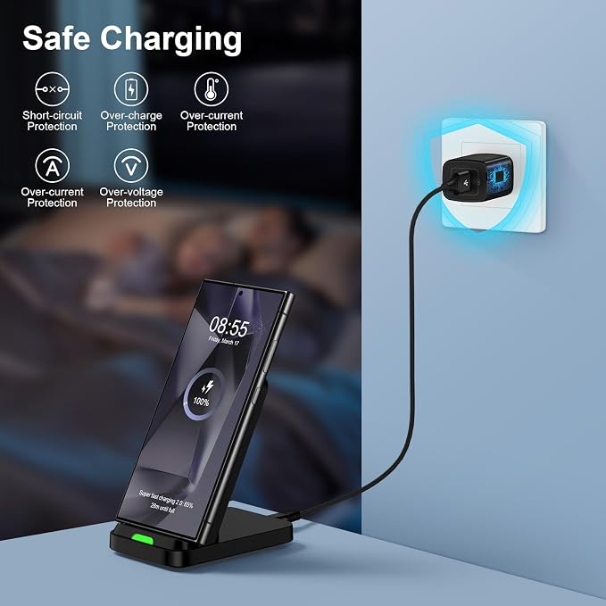 Wireless Charger Stand for Samsung Galaxy S25 Ultra Plus S24 S23 FE S22 S21 - Image 3