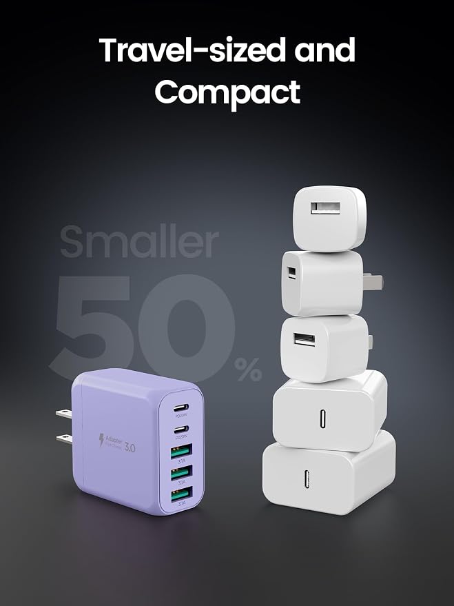 USB C Charger Block, EIZLXQ Type C Charger Fast Charging, 50W 5-Port USB Wall - Image 6