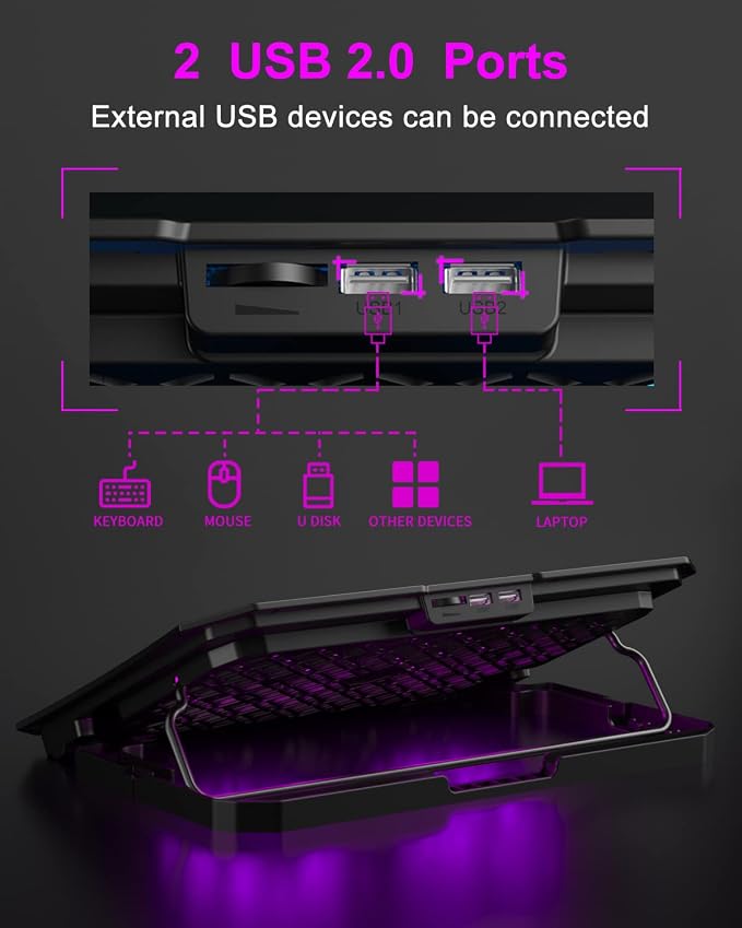 KeiBn Upgrade Laptop Cooling Pad, KeiBn Laptop Cooler 2 Fans - Image 5