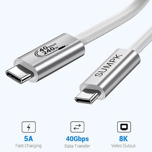 1 FT Short USB4 Cable 2 Packs, 240W USB C to USB C 40gbps Fast Charging - Image 2