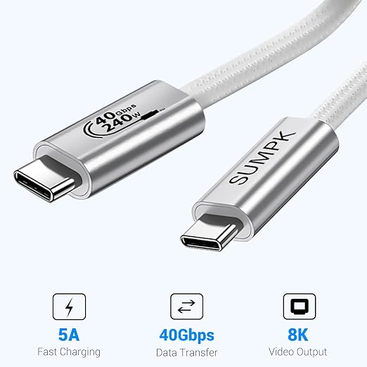 6 inch Short USB4 Cable 2 Packs, 240W USB C to USB C Cable Fast Charging - Image 2