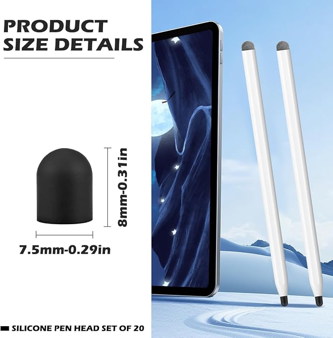 20Pcs Replacement Tips Silicone Rubber Touch Screen Pens Tips - Image 2