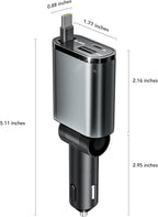 Retractable Car Charger, 3 in 1 Fast Car Phone Charger 50W, 1 TypeC Retractable - Image 2
