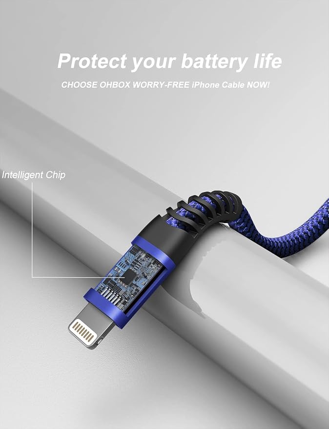 iPhone Charger Cable 6FT, USB to Lightning Cable 3Pack Braided USB iPhone - Image 2
