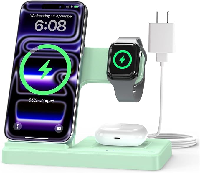 Wireless Charger Stand Charging Station: 3 in 1 Charger Multiple Devices by GETPALS