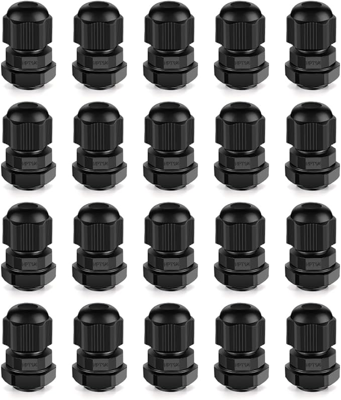 Cable Gland 20 Pack 1/4" NPT Waterproof Adjustable Connector Strain Relief Cord by CGELE